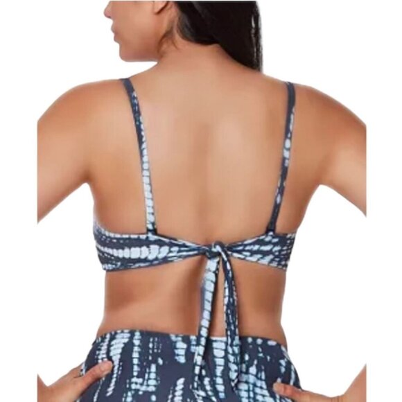 Bar III Size M Blue Tie Dye Printed Bandeau Bikini Top Swimsuit Top NWT - Picture 2 of 5